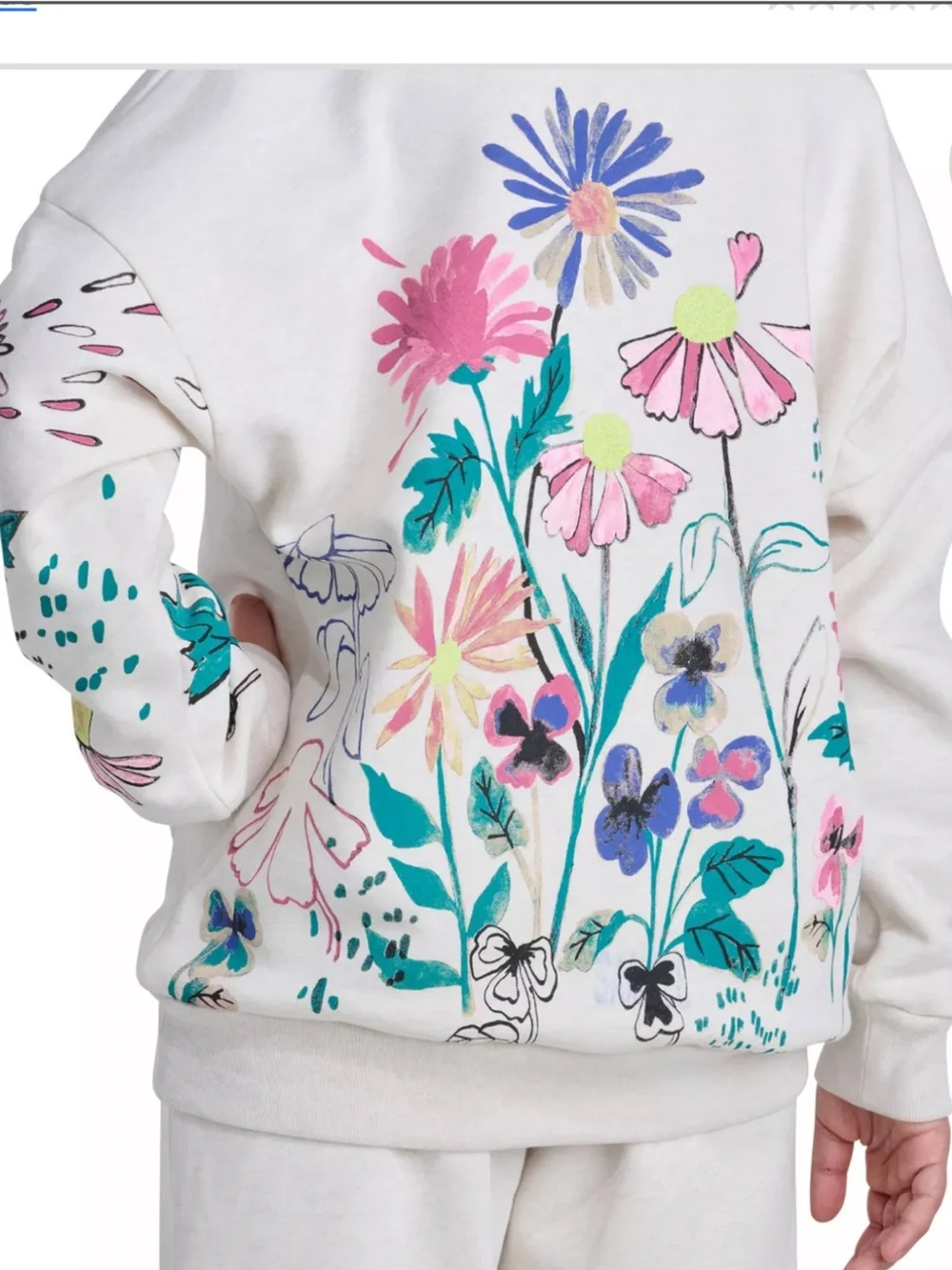 White Floral Graphic sport suit - Multicolor Blossoms